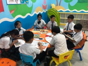 Students celebrating literacy day